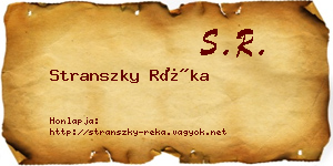 Stranszky Réka névjegykártya